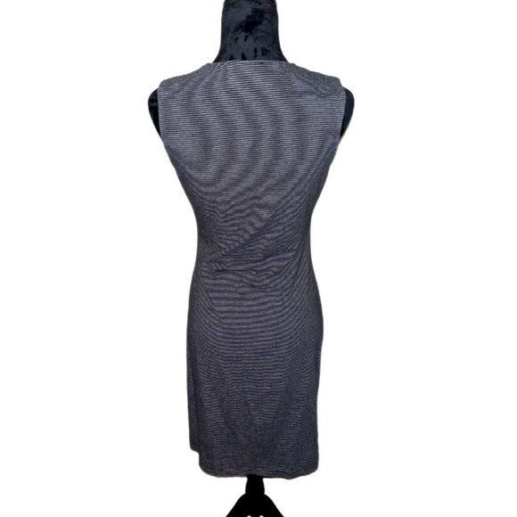 Theory Black and Gray Striped Midi Dress- Medium - Picture 5 of 5